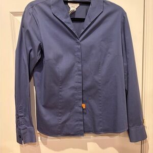 Talbots Stretch Blue Button-Down Shirt, Size 10 Petite